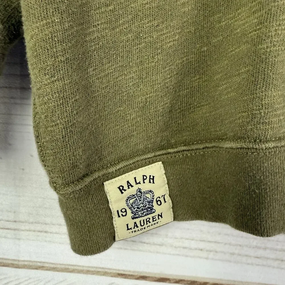 Kids Polo Ralph Lauren Olive Green‎ Military Style Button Up Sweatshirt 4T